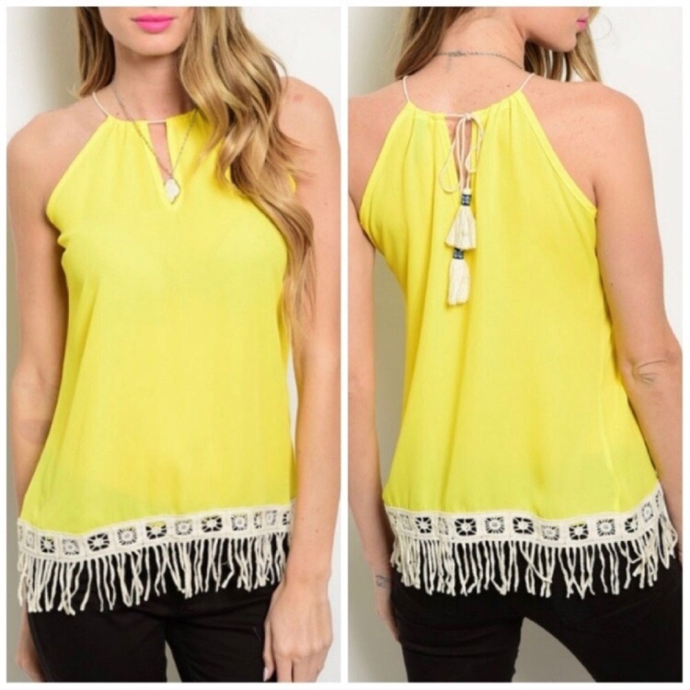 🌸Yellow Fringe Top 🌸